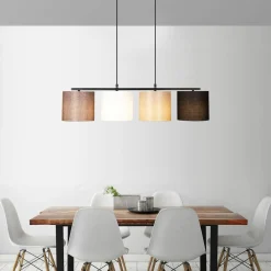 Suspensions / Lustres|ZURICH Suspension de table moderne, 4 abat-jour tons naturels