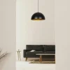 Suspensions / Lustres|SILE Suspension de table noire dôme intérieur doré Ø50 cm