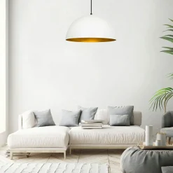 Suspensions / Lustres|SILE Suspension de table noire dôme intérieur doré Ø50 cm