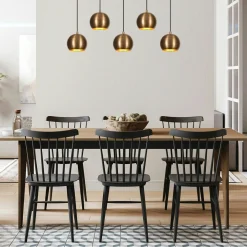 Suspensions / Lustres|SILE Suspension de table vintage en métal 5 globes