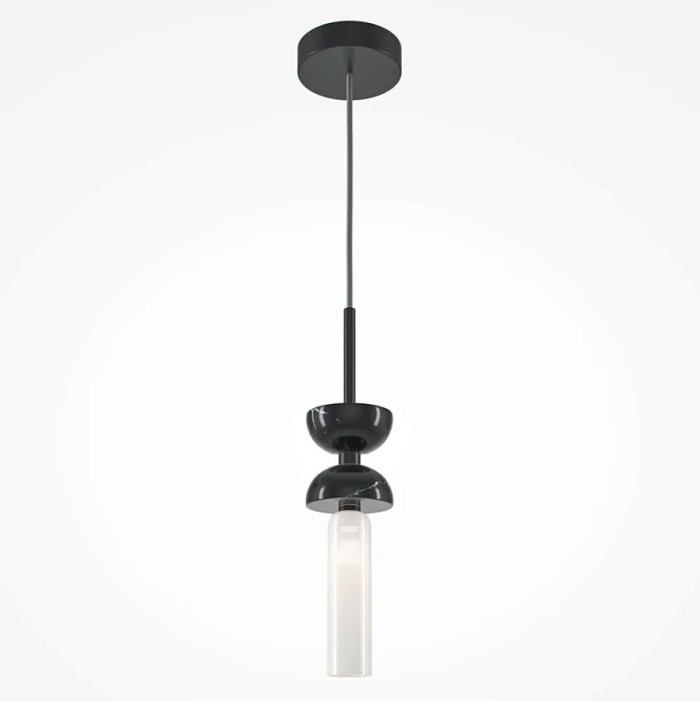 Suspensions / Lustres|ENID Suspension design blanche – sablier marbre & verre blanc