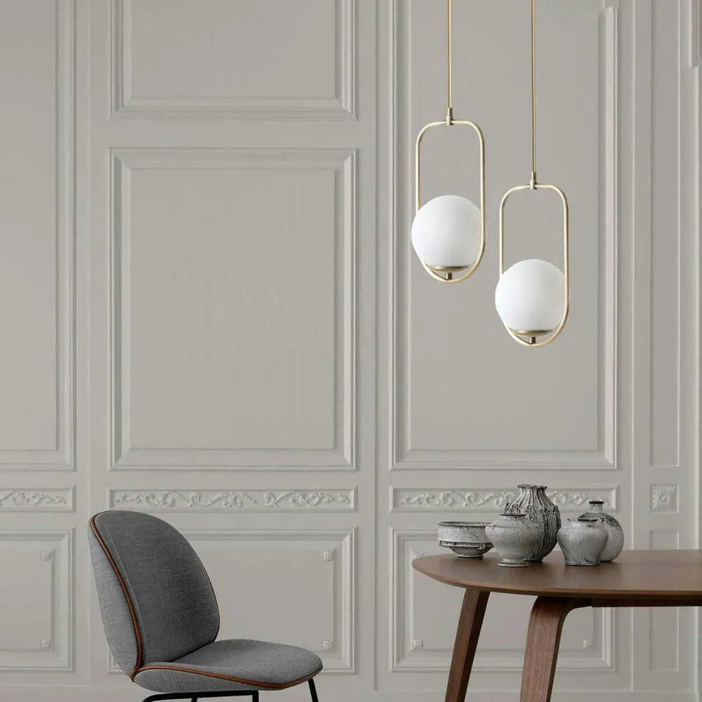 Suspensions / Lustres|SIERRE Suspension design dorée 2 globes blancs sur cadres
