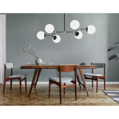 Suspensions / Lustres|SIERRE Suspension design dorée 6 globes verre dépoli