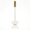 Suspensions / Lustres|ENID Suspension design dorée – sablier en verre blanc
