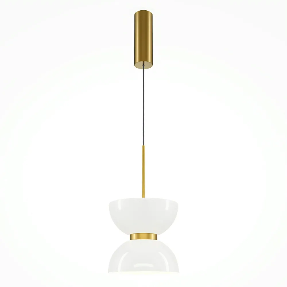 Suspensions / Lustres|ENID Suspension design dorée – sablier en verre blanc