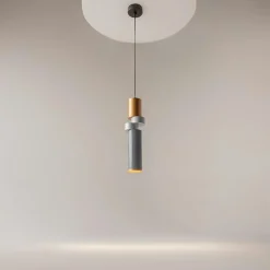 Suspensions / Lustres|SOLANA Suspension design grise & or – tige & anneaux gris