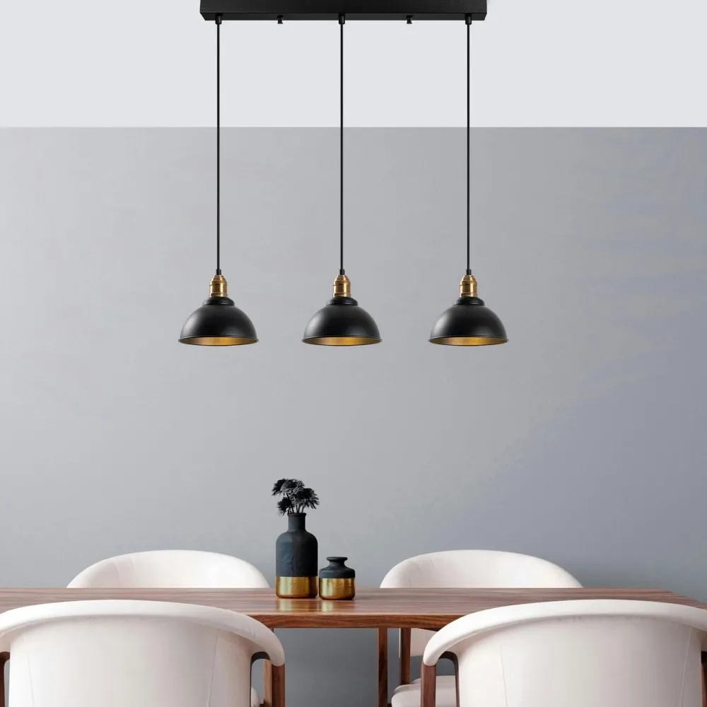Suspensions / Lustres|ZURICH Suspension design noir et argent - abat-jour triple