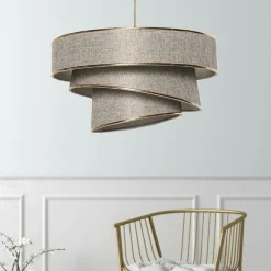 Suspensions / Lustres|ZURICH Suspension design noir et argent - abat-jour triple