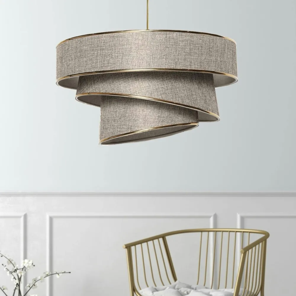 Suspensions / Lustres|ZURICH Suspension design noir et argent - abat-jour triple