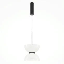 Suspensions / Lustres|ENID Suspension design noire – sablier en verre blanc