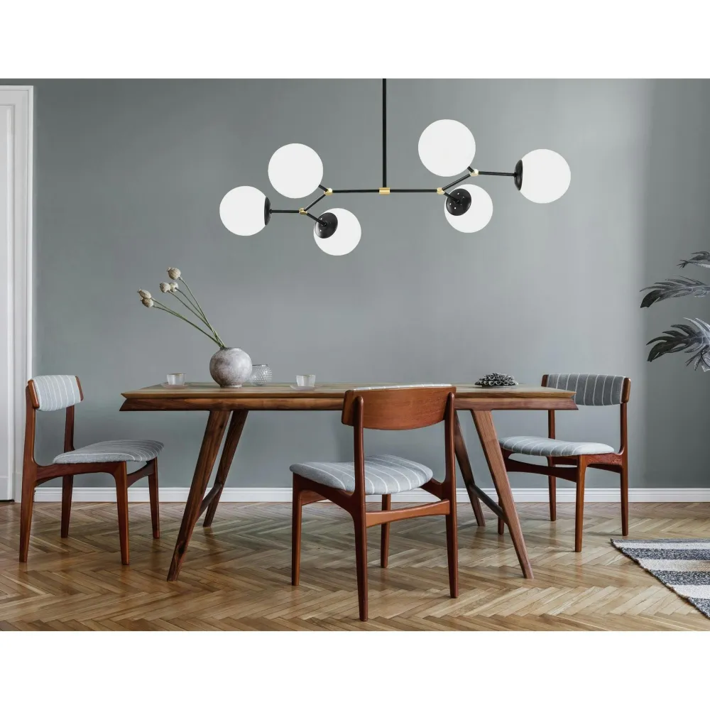 Suspensions / Lustres|SIERRE Suspension design noire 6 globes verre dépoli