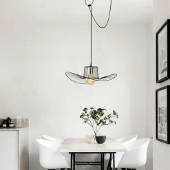 Suspensions / Lustres|SINOP Suspension design noire filaire ondulée, avec anneau