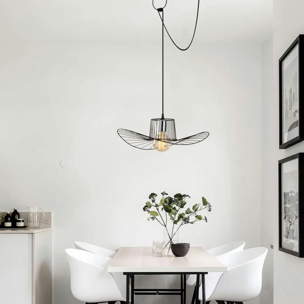 Suspensions / Lustres|SINOP Suspension design noire filaire ondulée, avec anneau