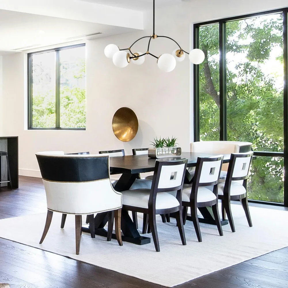 Suspensions / Lustres|SIERRE Suspension design vintage noire 6 globes blancs