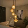 Suspensions / Lustres|NOVA Suspension en verre ambré 5 lampes