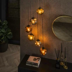 Suspensions / Lustres|Lampes À Poser·Lampe Style Industriel|Niagara Suspension en verre déformé 6 abat-jour