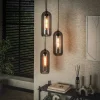 Suspensions / Lustres|NOVA Suspension en verre fumé et métal cuivré 3 lampes