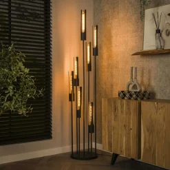 Suspensions / Lustres|NOVA Suspension en verre fumé et métal cuivré 4 lampes horizontales