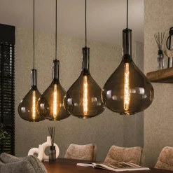 Suspensions / Lustres|NOVA Suspension en verre fumé forme goutte 4 lampes