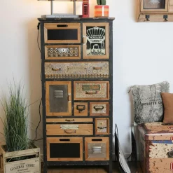 Suspensions / Lustres|Lampes À Poser·Lampe Style Industriel|RALF Suspension industrielle 7 lampes cercles finition argent vieilli