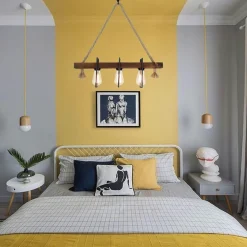 Suspensions / Lustres|CAMOGLI Suspension industrielle bois, métal & corde