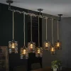 Suspensions / Lustres|RALF Suspension industrielle effet ruban gris ardoise 7 lampes