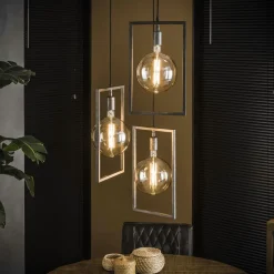 Lampes À Poser·Lampe Style Industriel|Suspensions / Lustres|TRIBECA Suspension industrielle graphique 3 lampes cadre métal