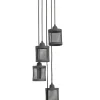 Suspensions / Lustres| Suspension industrielle métal gris 5 lampes