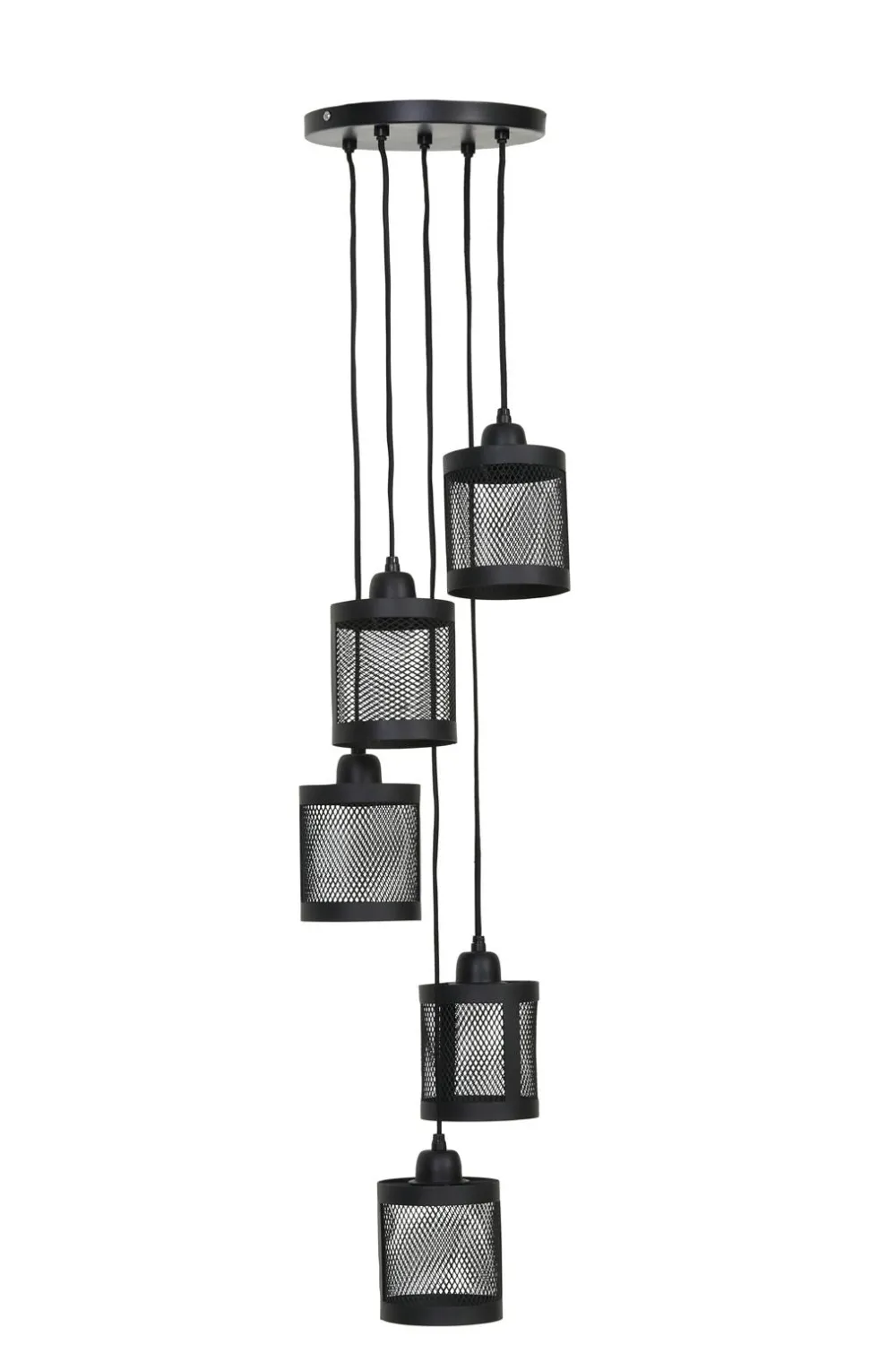 Suspensions / Lustres| Suspension industrielle métal gris 5 lampes