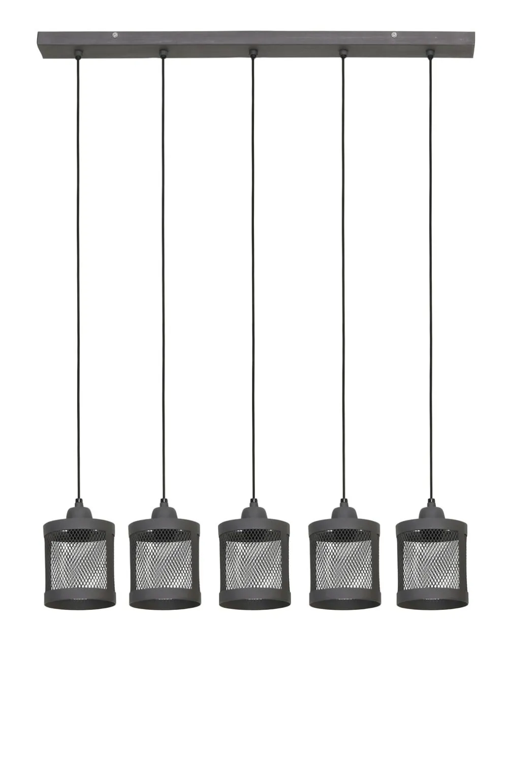 Suspensions / Lustres| Suspension industrielle métal gris 5 lampes horizontales