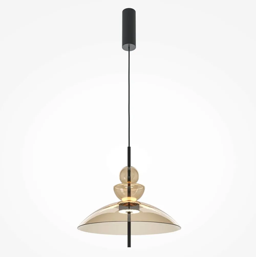 Suspensions / Lustres|NORA Suspension LED moderne - verre ambré silhouette dôme