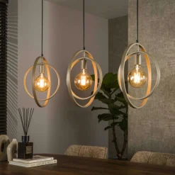 Lampes À Poser·Lampe Style Industriel|Suspensions / Lustres|TRIBECA Suspension îlot beige mat, 3 anneaux pivotants métal