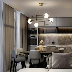 Suspensions / Lustres|DELTONA Suspension moderne - 4 globes sur structure spirale