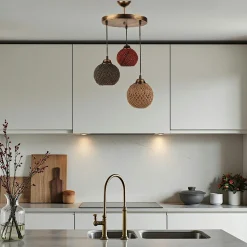 Suspensions / Lustres|AROSA Suspension moderne 3 abat-jour tressés multicolores