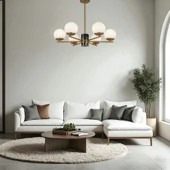 Suspensions / Lustres|DELTONA Suspension moderne – 6 globes & marbre noir