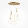 Suspensions / Lustres|DELTONA Suspension moderne blanc & or - 5 globes en grappe