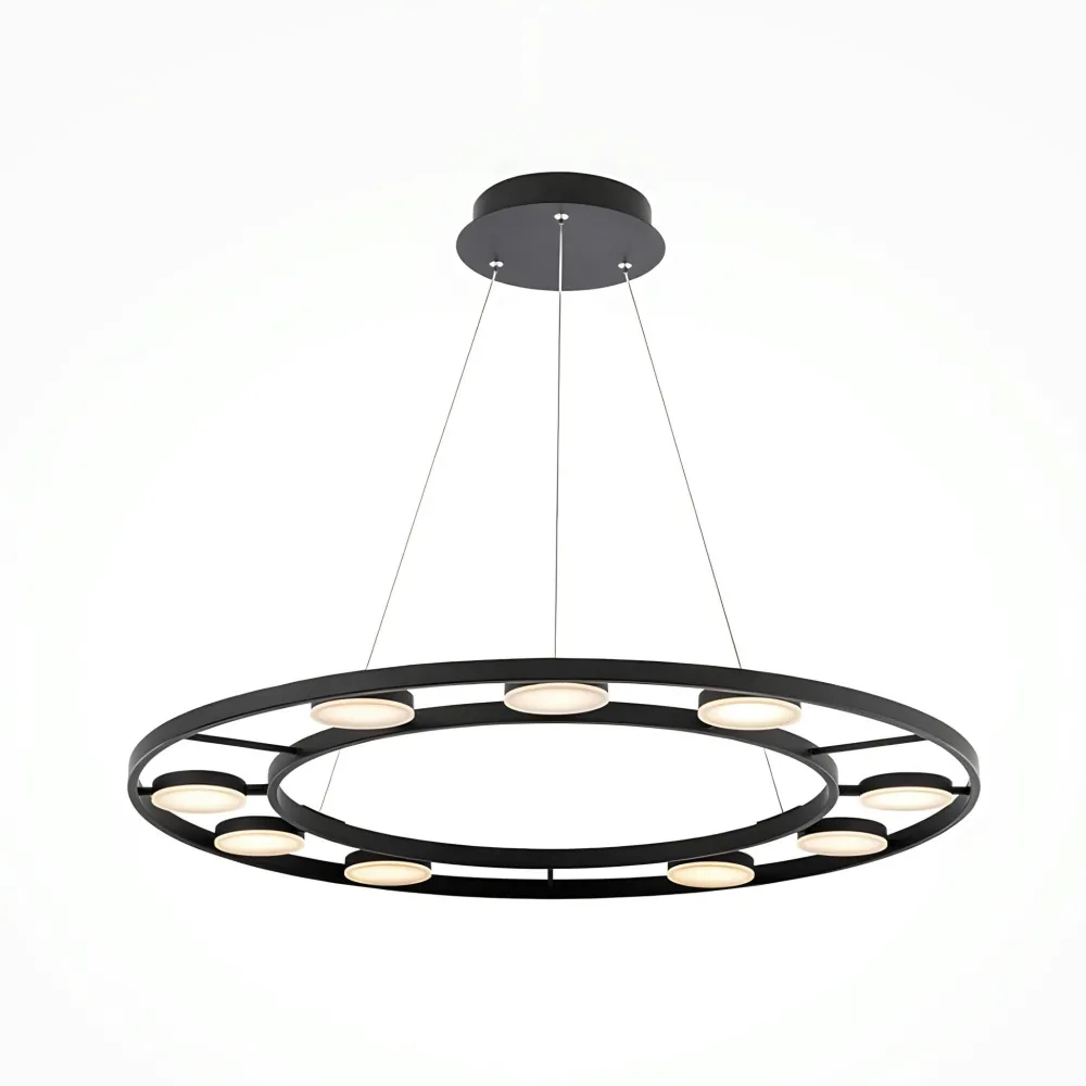 Suspensions / Lustres|OCALA Suspension moderne chandelier – 9 disques noirs