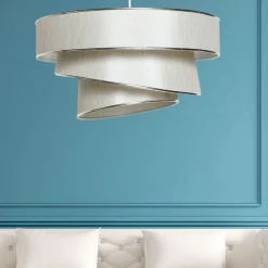 Suspensions / Lustres|SINOP Suspension moderne chic métal crème & doré, 3 abat-jour