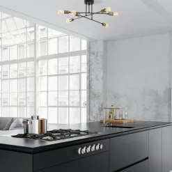 Suspensions / Lustres|MARATEA Suspension moderne cuivrée 6 lampes sur tige