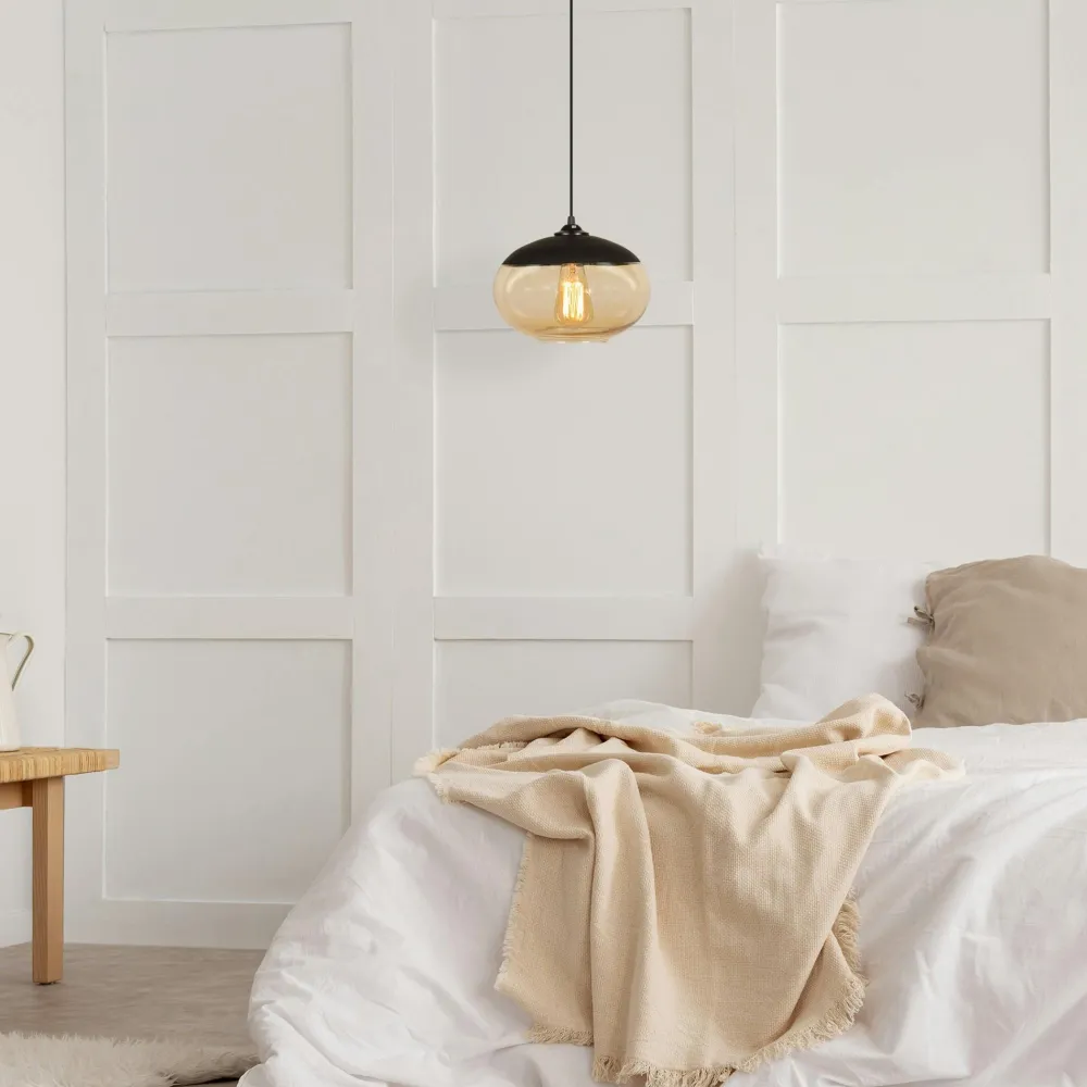 Suspensions / Lustres|SIERRE Suspension moderne dorée 3 globes verre ambré