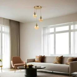 Suspensions / Lustres|SIERRE Suspension moderne dorée 3 globes verre dépoli