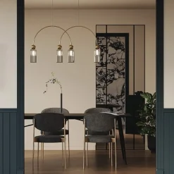 Suspensions / Lustres|SOLANA Suspension moderne double arche - verre ambré