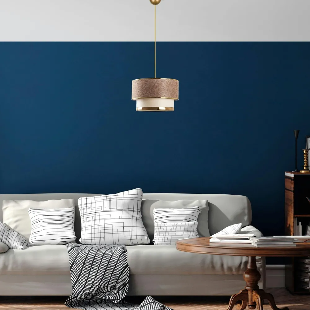 Suspensions / Lustres|ZURICH Suspension moderne en tissu – double abat-jour