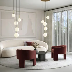 Suspensions / Lustres|DELTONA Suspension moderne noir & blanc – 5 globes en grappe