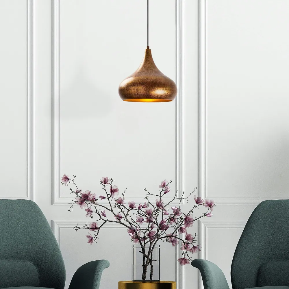 Suspensions / Lustres|SILE Suspension métal effet cuivre brossé – forme goutte