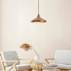 Suspensions / Lustres|SILE Suspension métal effet cuivre brossé – forme soucoupe