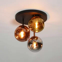 Univers Déco·Design Contemporain|Suspensions / Lustres|Niagara Suspension multiple en verre déformé finition or, cuivre et chrome