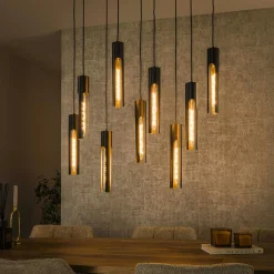 Suspensions / Lustres|Lampes À Poser·Lampe Style Industriel|RALF Suspension noire 9 abat-jour forme tube