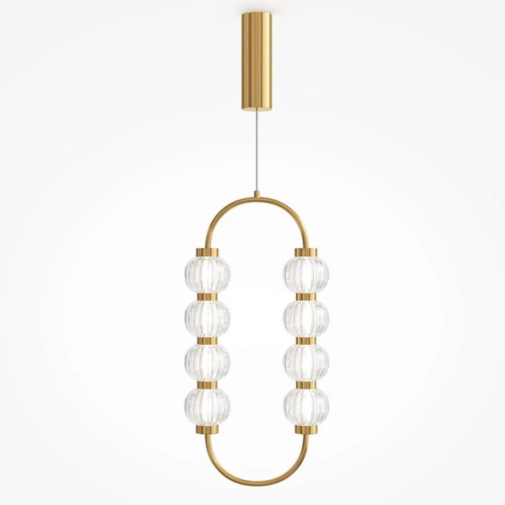 Suspensions / Lustres|BELLA Suspension rétro verre - perles ciselées cadre doré