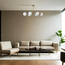 Suspensions / Lustres|SIERRE Suspension salle à manger vintage, 6 globes ambrés